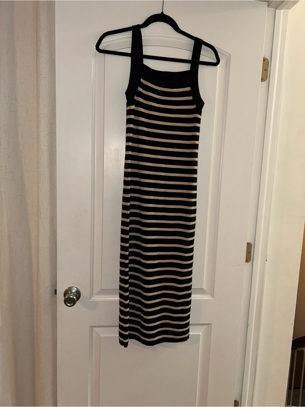 Striped Black and Cream Women's Tank Midi Dress